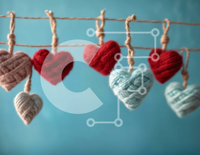 Intra Συλλεκτικό Ξύλινο Παζλ Plywood  4mm - Πλεκτά διακοσμητικά καρδιάς για την ημέρα του Αγίου Βαλεντίνου Σε Ξύλινο Κουτί - Διαστάσεις Puzzle: 10x10 cm – 25 κομμάτια