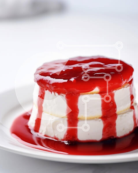 Σετ των 2 Intra Συλλεκτικό Ξύλινο Παζλ Plywood  4mm - Ανάποδα κέικ με κόκκινη σάλτσα σε λευκό πιάτο Σε Ξύλινο Κουτί - Διαστάσεις: 10x10 cm – 25 κομμάτια