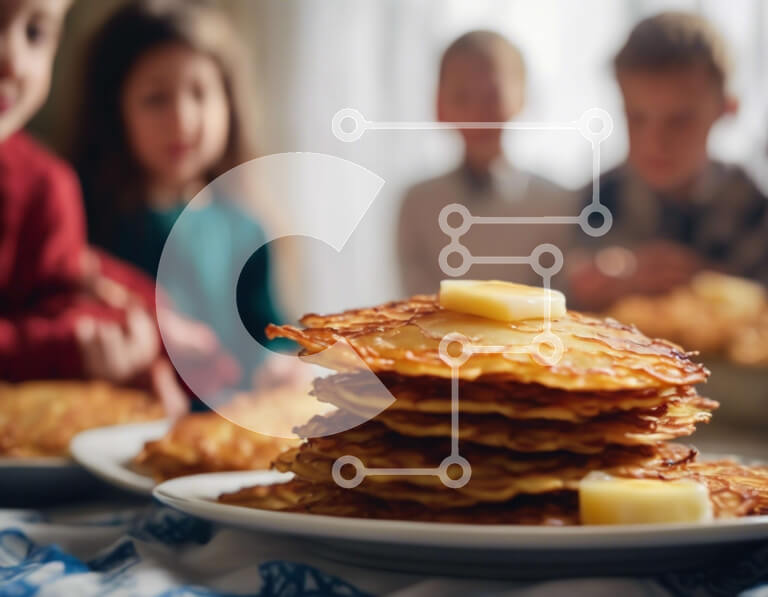 Σετ των 2 Intra Συλλεκτικό Ξύλινο Παζλ Plywood  4mm - Στοίβα από τηγανίτες με βούτυρο Σε Ξύλινο Κουτί - Διαστάσεις: 10x10 cm – 25 κομμάτια