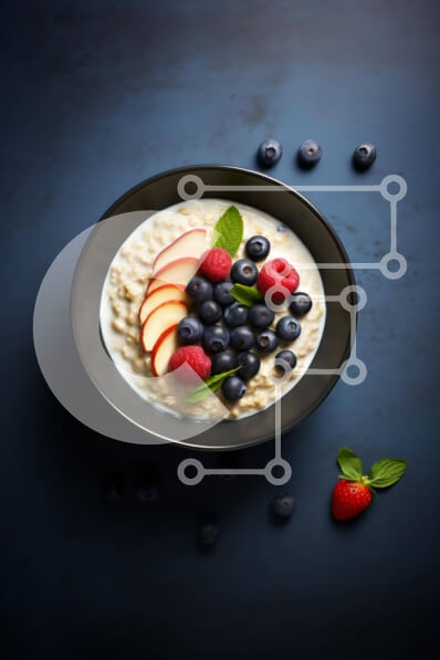 Σετ των 2 Intra Συλλεκτικό Ξύλινο Παζλ Plywood  4mm - Μπολ με πλιγούρι βρώμης με φρέσκα φρούτα σε μαύρο φόντο Σε Ξύλινο Κουτί - Διαστάσεις: 10x10 cm – 25 κομμάτια