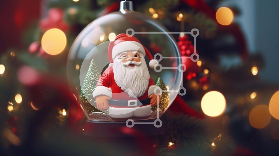 Intra Συλλεκτικό Ξύλινο Παζλ Plywood  4mm - Ειδώλιο Άγιου Βασίλη σε γυάλινη μπάλα στολίδι στο χριστουγεννιάτικο δέντρο Σε Ξύλινο Κουτί - Διαστάσεις: 10x10 cm – 25 κομμάτια