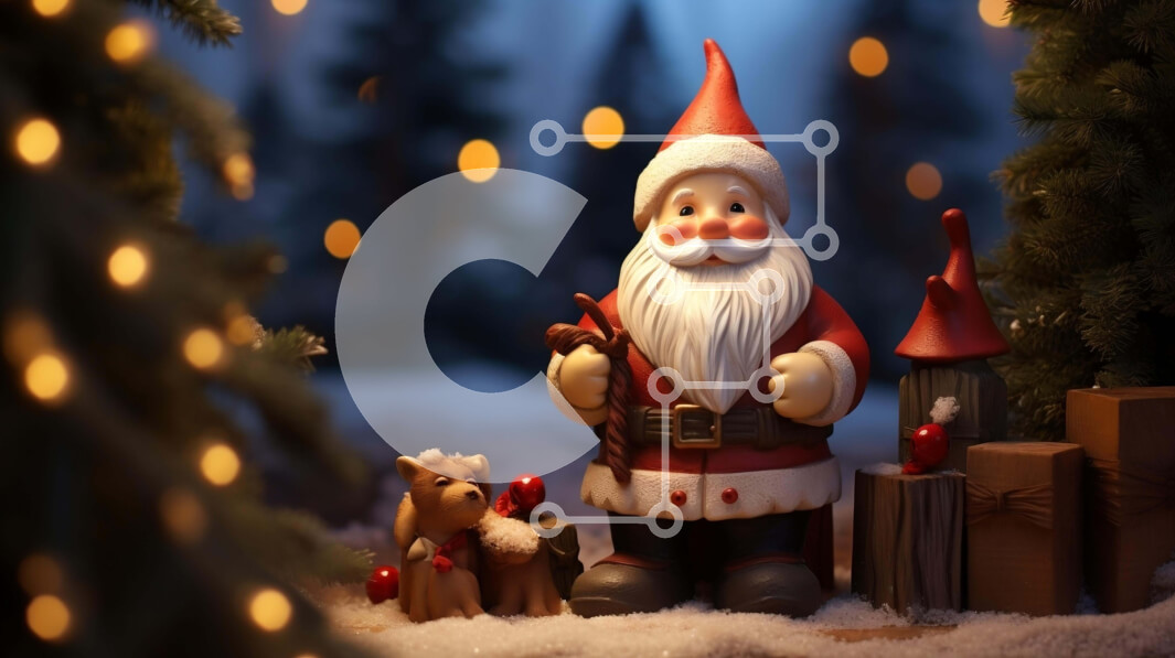 Intra Συλλεκτικό Ξύλινο Παζλ Plywood  4mm - Ειδώλιο Άγιου Βασίλη με το αρκουδάκι στο χιόνι Σε Ξύλινο Κουτί - Διαστάσεις: 10x10 cm – 25 κομμάτια