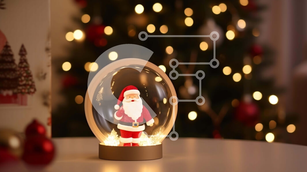 Intra Συλλεκτικό Ξύλινο Παζλ Plywood  4mm - Στολίδι Άγιος Βασίλης Snow Globe Σε Ξύλινο Κουτί - Διαστάσεις: 10x10 cm – 25 κομμάτια