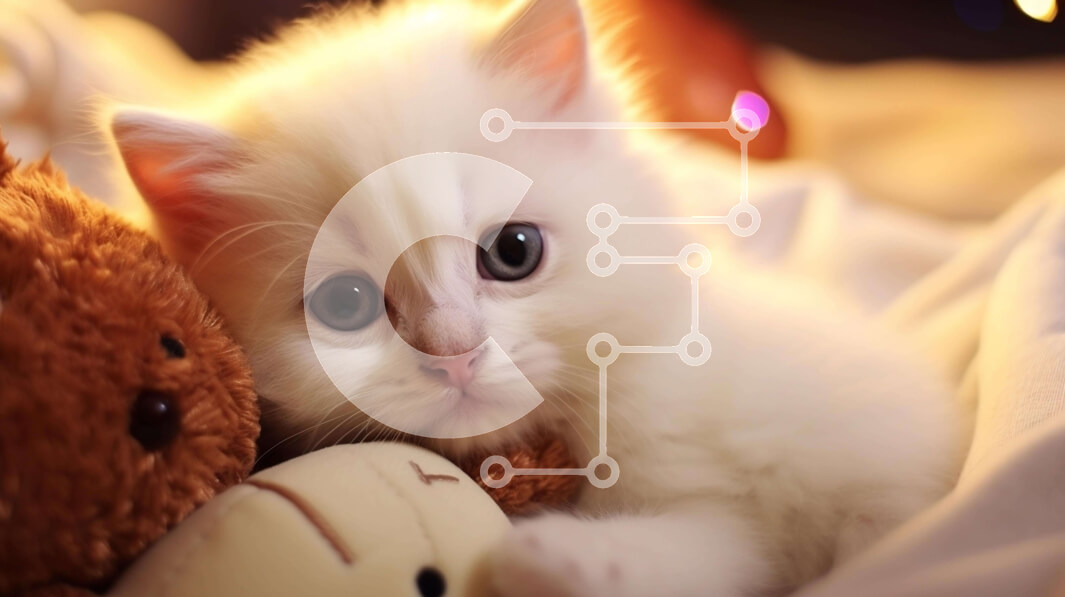 Σετ των 2 Intra Συλλεκτικό Ξύλινο Παζλ Plywood  4mm - Χαριτωμένο λευκό γατάκι που ξαπλώνει στο αρκουδάκι Σε Ξύλινο Κουτί - Διαστάσεις: 10x10 cm – 25 κομμάτια