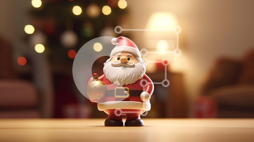 Intra Συλλεκτικό Ξύλινο Παζλ Plywood  4mm - Ειδώλιο Άγιου Βασίλη μπροστά από το φωτισμένο χριστουγεννιάτικο δέντρο Σε Ξύλινο Κουτί - Διαστάσεις: 10x10 cm – 25 κομμάτια