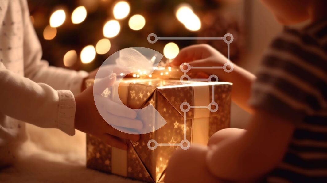 Intra Συλλεκτικό Ξύλινο Παζλ Plywood  4mm - Παιδιά που γιορτάζουν τις διακοπές με ένα κουτί δώρου Σε Ξύλινο Κουτί - Διαστάσεις: 10x10 cm – 25 κομμάτια