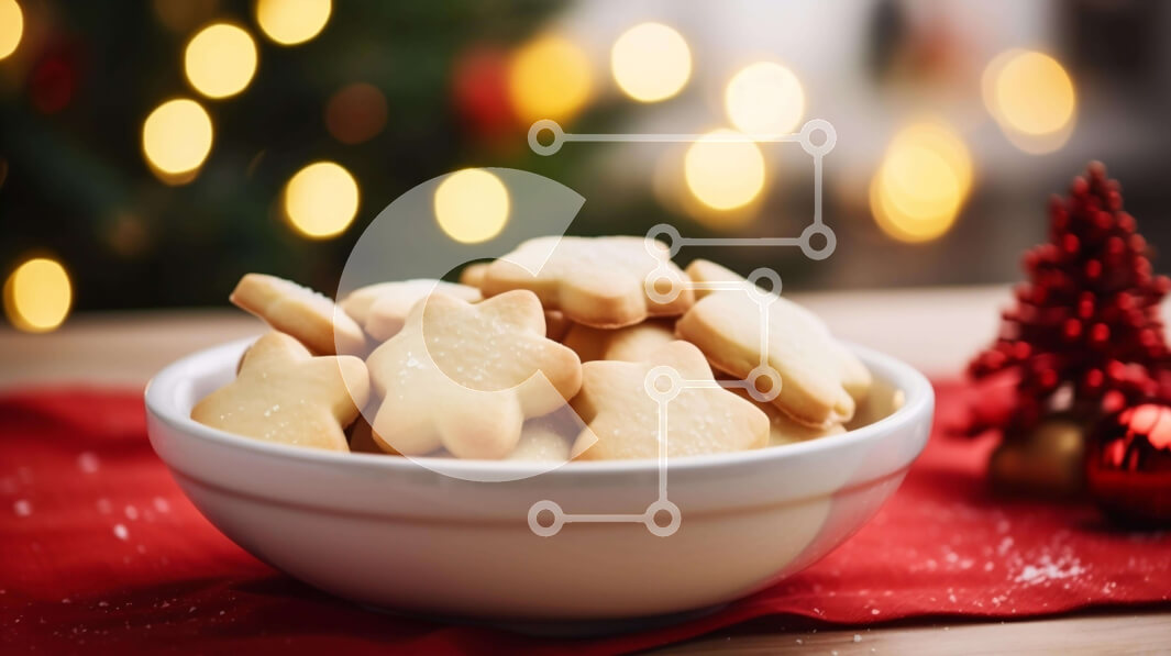 Intra Συλλεκτικό Ξύλινο Παζλ Plywood  4mm - Εορταστικά μπισκότα σε σχήμα αστεριού σε κόκκινο τραπεζομάντιλο Σε Ξύλινο Κουτί - Διαστάσεις: 10x10 cm – 25 κομμάτια