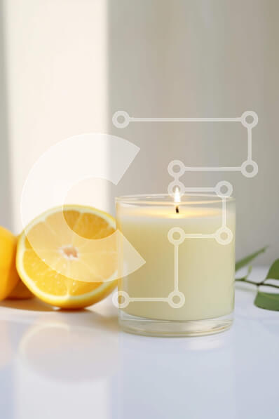 Intra Συλλεκτικό Ξύλινο Παζλ Plywood  4mm - Κερί, φέτες λεμονιού και άδειο ποτήρι στο τραπέζι Σε Ξύλινο Κουτί - Διαστάσεις Puzzle: 10x10 cm – 25 κομμάτια