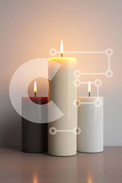 Intra Συλλεκτικό Ξύλινο Παζλ Plywood  4mm - Τρία αναμμένα κεριά σε ένα ξύλινο τραπέζι σε διαφορετικά χρώματα Σε Ξύλινο Κουτί - Διαστάσεις Puzzle: 10x10 cm – 25 κομμάτια