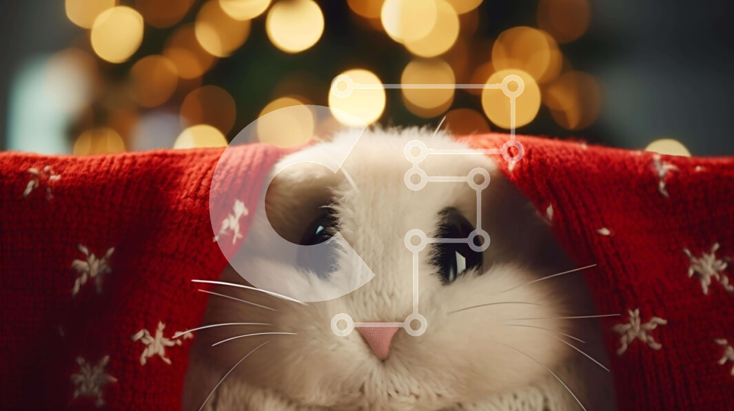 Σετ των 2 Intra Συλλεκτικό Ξύλινο Παζλ Plywood  4mm - Λευκό λαγουδάκι τυλιγμένο σε κόκκινο και λευκό Σε Ξύλινο Κουτί - Διαστάσεις: 10x10 cm – 25 κομμάτια