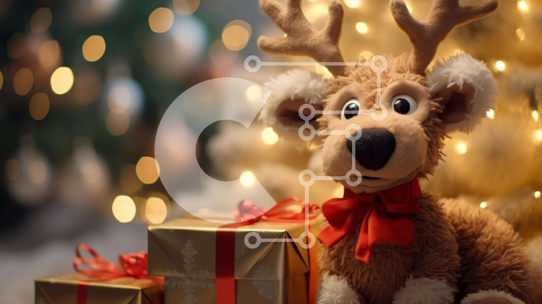 Intra Συλλεκτικό Ξύλινο Παζλ Plywood  4mm - Χριστουγεννιάτικη διακόσμηση - Γεμιστές τάρανδοι και κουτιά δώρων Σε Ξύλινο Κουτί - Διαστάσεις: 10x10 cm – 25 κομμάτια