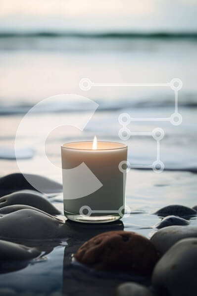 Σετ των 2 Intra Συλλεκτικό Ξύλινο Παζλ Plywood  4mm - Candle on Rocks by the Ocean Σε Ξύλινο Κουτί - Διαστάσεις: 10x10 cm – 25 κομμάτια