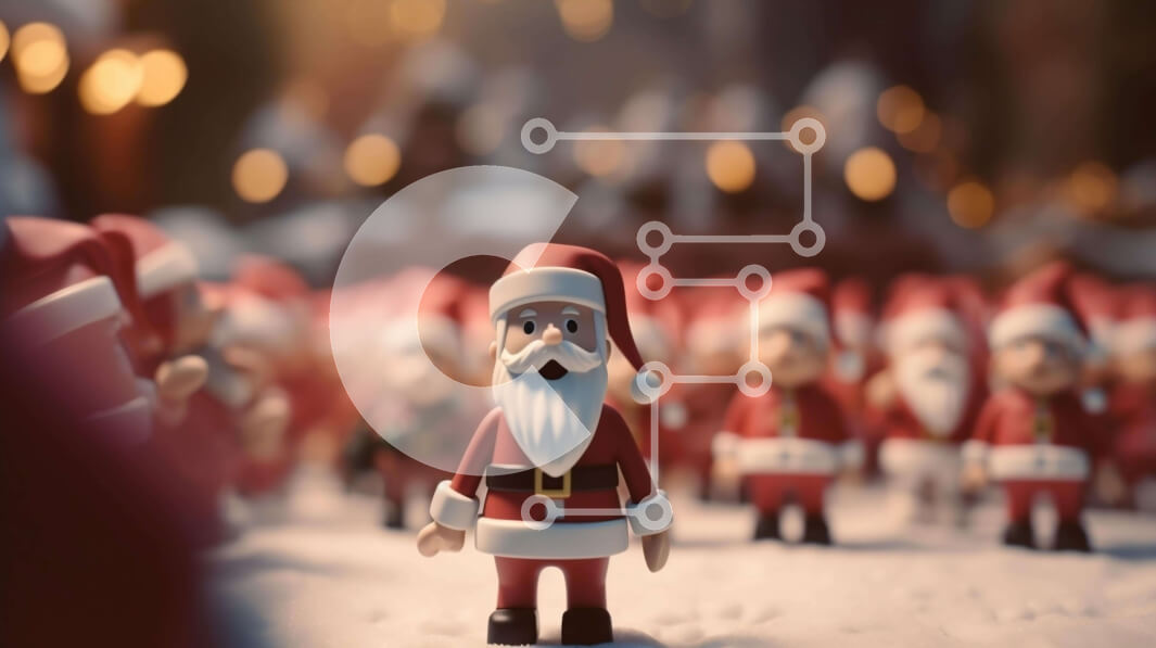 Intra Συλλεκτικό Ξύλινο Παζλ Plywood  4mm - Ομάδα ειδωλίων Άγιου Βασίλη στο χιόνι Σε Ξύλινο Κουτί - Διαστάσεις: 10x10 cm – 25 κομμάτια