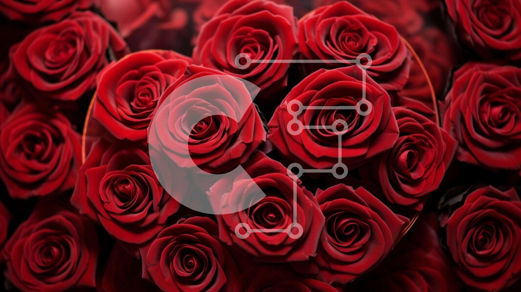 Intra Συλλεκτικό Ξύλινο Παζλ Plywood  4mm - Ρομαντικό μπουκέτο με κόκκινα τριαντάφυλλα σε σχήμα καρδιάς Σε Ξύλινο Κουτί - Διαστάσεις Puzzle: 10x10 cm – 25 κομμάτια