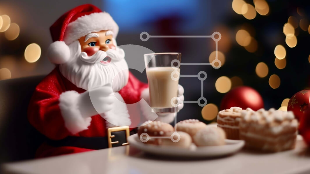 Intra Συλλεκτικό Ξύλινο Παζλ Plywood  4mm - Εορταστική χριστουγεννιάτικη σκηνή με τον Άγιο Βασίλη και τα επιδόρπια Σε Ξύλινο Κουτί - Διαστάσεις: 10x10 cm – 25 κομμάτια