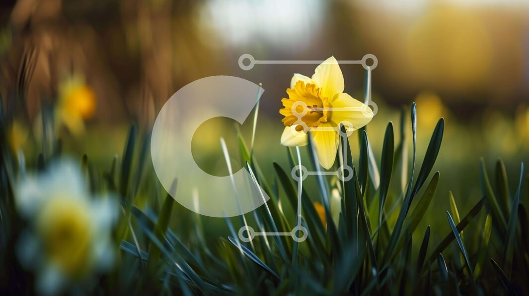 Intra Συλλεκτικό Ξύλινο Παζλ Plywood  4mm - Ενιαίος κίτρινος ασφόδελος σε πράσινο γρασίδι Σε Ξύλινο Κουτί - Διαστάσεις: 10x10 cm – 25 κομμάτια