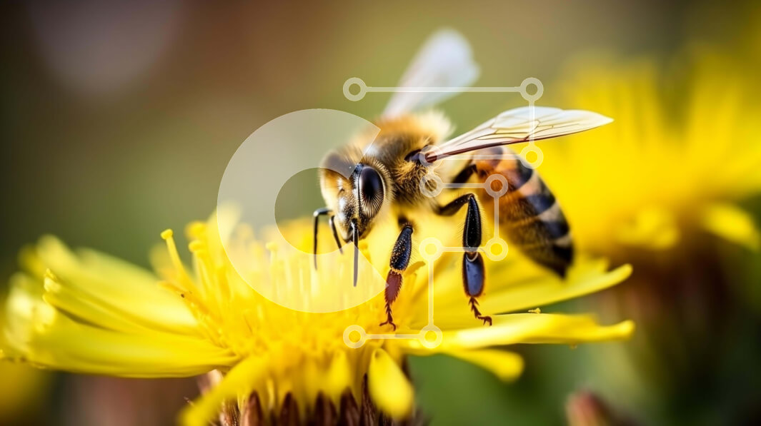 Intra Συλλεκτικό Ξύλινο Παζλ Plywood  4mm - Μέλισσα σε κίτρινα λουλούδια πικραλίδας Σε Ξύλινο Κουτί - Διαστάσεις: 10x10 cm – 25 κομμάτια