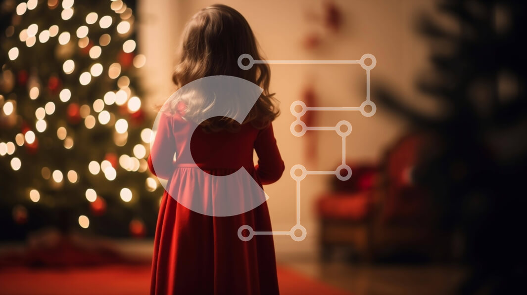 Intra Συλλεκτικό Ξύλινο Παζλ Plywood  4mm - Εορταστική ατμόσφαιρα με νεαρό κορίτσι και χριστουγεννιάτικο δέντρο Σε Ξύλινο Κουτί - Διαστάσεις: 10x10 cm – 25 κομμάτια