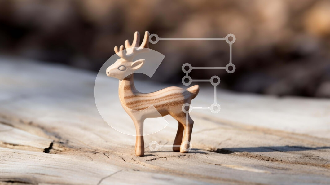 Intra Συλλεκτικό Ξύλινο Παζλ Plywood  4mm - Ξύλινα ελάφια παιχνιδιών σε ξύλινο φόντο Σε Ξύλινο Κουτί - Διαστάσεις: 10x10 cm – 25 κομμάτια