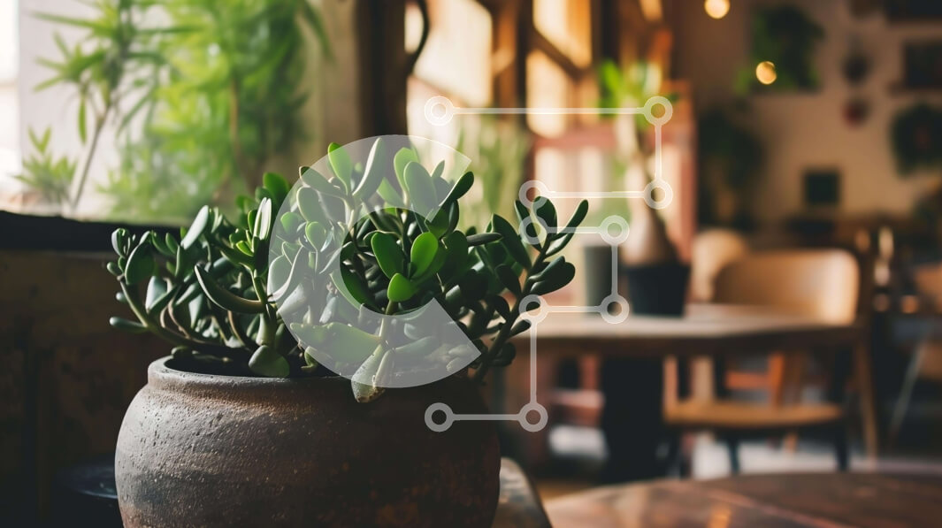 Intra Συλλεκτικό Ξύλινο Παζλ Plywood  4mm - Υγιές φυτό σε γλάστρα στο τραπέζι της τραπεζαρίας Σε Ξύλινο Κουτί - Διαστάσεις Puzzle: 10x10 cm – 25 κομμάτια