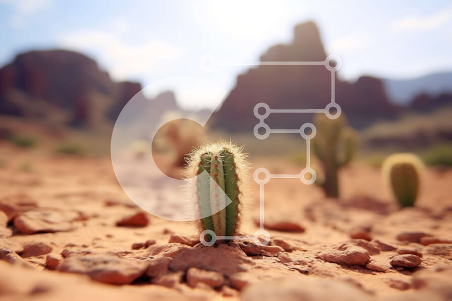 Intra Συλλεκτικό Ξύλινο Παζλ Plywood  4mm - Όμορφη φωτογραφία ενός κάκτου σε ένα ξηρό τοπίο της ερήμου Σε Ξύλινο Κουτί - Διαστάσεις: 10x10 cm – 25 κομμάτια