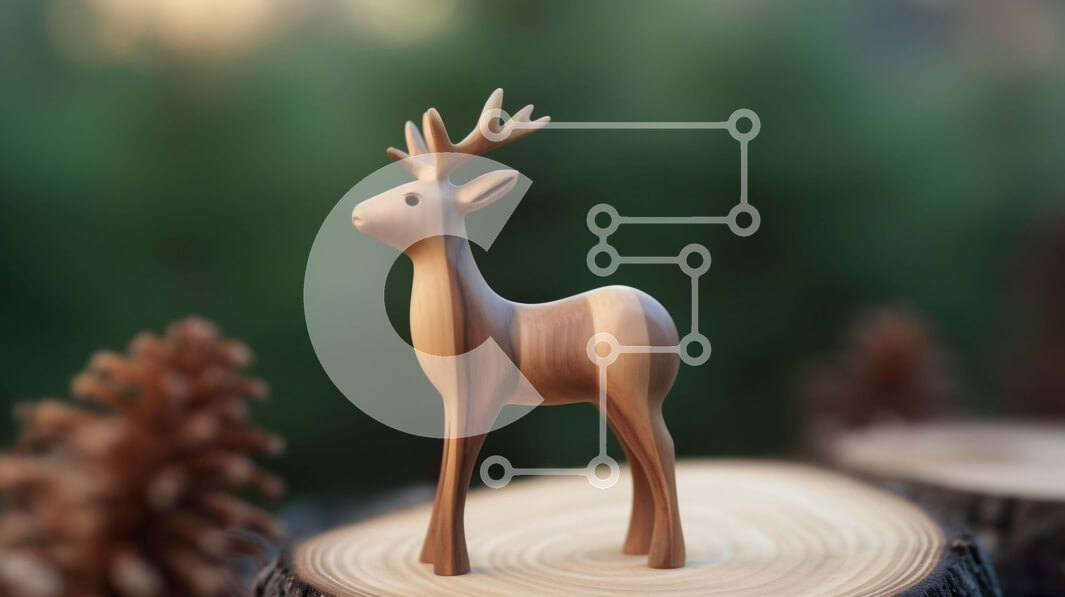 Intra Συλλεκτικό Ξύλινο Παζλ Plywood  4mm - Ξύλινο παιχνίδι ελάφια σε κούτσουρο δέντρου Σε Ξύλινο Κουτί - Διαστάσεις: 10x10 cm – 25 κομμάτια