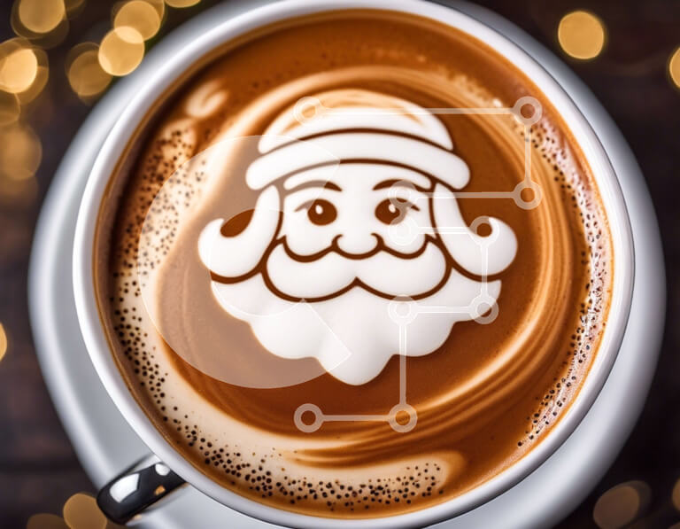 Intra Συλλεκτικό Ξύλινο Παζλ Plywood  4mm - Εορταστικό φλιτζάνι καφέ με σχέδιο Άγιου Βασίλη Σε Ξύλινο Κουτί - Διαστάσεις Puzzle: 10x10 cm – 25 κομμάτια