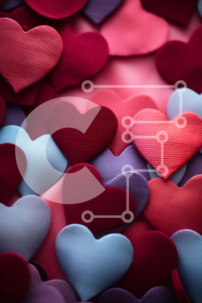 Intra Συλλεκτικό Ξύλινο Παζλ Plywood  4mm - Χαρτί κοψίματα σε σχήμα καρδιάς σε κόκκινο, ροζ και μπλε χρώμα Σε Ξύλινο Κουτί - Διαστάσεις Puzzle: 10x10 cm – 25 κομμάτια