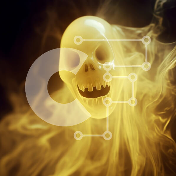 Intra Συλλεκτικό Ξύλινο Παζλ Plywood  4mm - Κίτρινο κρανίο που επιπλέει στον αέρα Σε Ξύλινο Κουτί - Διαστάσεις Puzzle: 10x10 cm – 25 κομμάτια