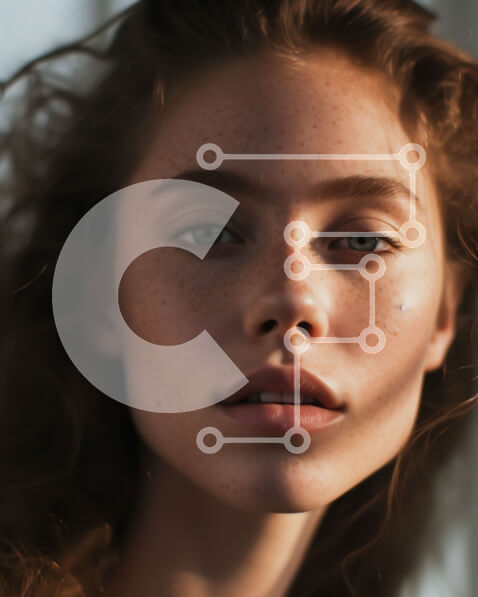 Intra Συλλεκτικό Ξύλινο Παζλ Plywood  4mm - Όμορφη γυναίκα με φυσικές φακίδες και σπαστά καστανά μαλλιά σε ονειρική λήψη Σε Ξύλινο Κουτί - Διαστάσεις Puzzle: 10x10 cm – 25 κομμάτια