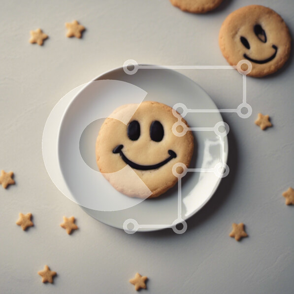 Σετ των 2 Intra Συλλεκτικό Ξύλινο Παζλ Plywood  4mm - Πιάτο με μπισκότα διακοσμημένο ως χαμογελαστό πρόσωπο και αστέρια Σε Ξύλινο Κουτί - Διαστάσεις: 10x10 cm – 25 κομμάτια