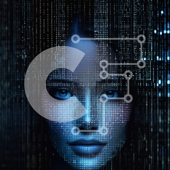 Intra Συλλεκτικό Ξύλινο Παζλ Plywood  4mm - Αφηρημένο ψηφιακό μοτίβο γυναικείου προσώπου Σε Ξύλινο Κουτί - Διαστάσεις Puzzle: 10x10 cm – 25 κομμάτια