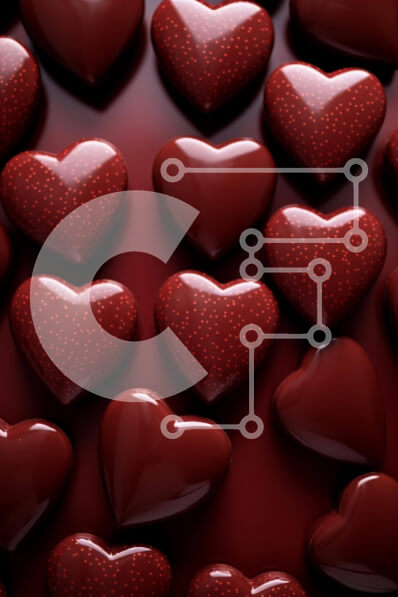 Intra Συλλεκτικό Ξύλινο Παζλ Plywood  4mm - Σοκολάτες σε σχήμα καρδιάς σε κόκκινο φόντο Σε Ξύλινο Κουτί - Διαστάσεις Puzzle: 10x10 cm – 25 κομμάτια