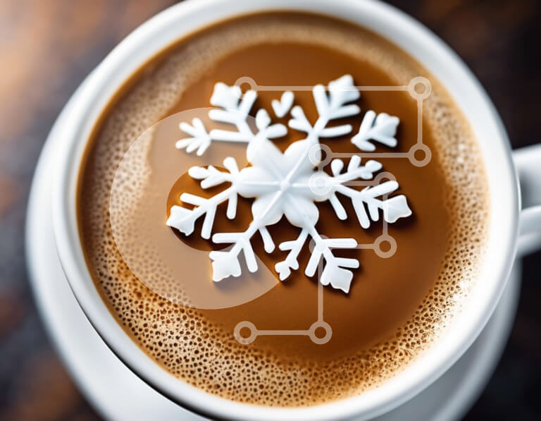 Σετ των 2 Intra Συλλεκτικό Ξύλινο Παζλ Plywood  4mm - Φλιτζάνι καφέ ή ζεστό κακάο με διακόσμηση από νιφάδες χιονιού Σε Ξύλινο Κουτί - Διαστάσεις: 10x10 cm – 25 κομμάτια