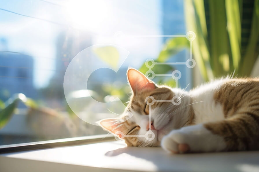 Σετ των 2 Intra Συλλεκτικό Ξύλινο Παζλ Plywood  4mm - Χαριτωμένη εικόνα μιας γάτας που κοιμάται σε ένα ηλιόλουστο περβάζι Σε Ξύλινο Κουτί - Διαστάσεις: 10x10 cm – 25 κομμάτια