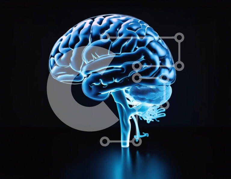 Intra Συλλεκτικό Ξύλινο Παζλ Plywood  4mm - Ανθρώπινος εγκέφαλος με μπλε φωτισμό για τη μελέτη της δομής και της λειτουργίας Σε Ξύλινο Κουτί - Διαστάσεις Puzzle: 10x10 cm – 25 κομμάτια