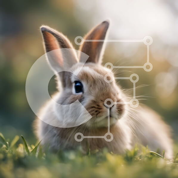 Intra Συλλεκτικό Ξύλινο Παζλ Plywood  4mm - Χαριτωμένο καφέ κουνέλι ξαπλωμένο στο γρασίδι στο ηλιόλουστο λιβάδι Σε Ξύλινο Κουτί - Διαστάσεις: 10x10 cm – 25 κομμάτια