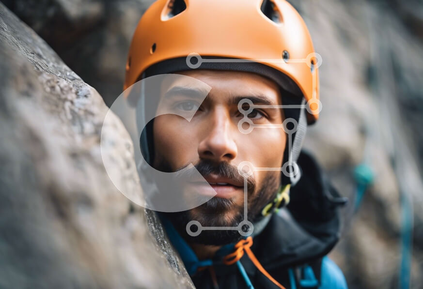 Intra Συλλεκτικό Ξύλινο Παζλ Plywood  4mm - Άτομο με εξοπλισμό αναρρίχησης που κλίνει στον τοίχο βράχου Σε Ξύλινο Κουτί - Διαστάσεις Puzzle: 10x10 cm – 25 κομμάτια