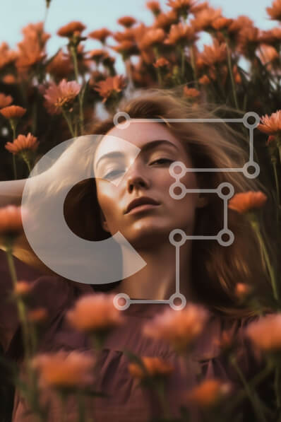 Σετ των 2 Intra Συλλεκτικό Ξύλινο Παζλ Plywood  4mm - Όμορφη γυναίκα χαμένη στη σκέψη σε ένα χωράφι με λουλούδια Σε Ξύλινο Κουτί - Διαστάσεις: 10x10 cm – 25 κομμάτια