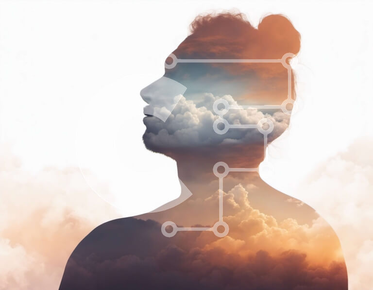 Intra Συλλεκτικό Ξύλινο Παζλ Plywood  4mm - Σύννεφο σιλουέτα μιας γυναίκας Σε Ξύλινο Κουτί - Διαστάσεις Puzzle: 10x10 cm – 25 κομμάτια