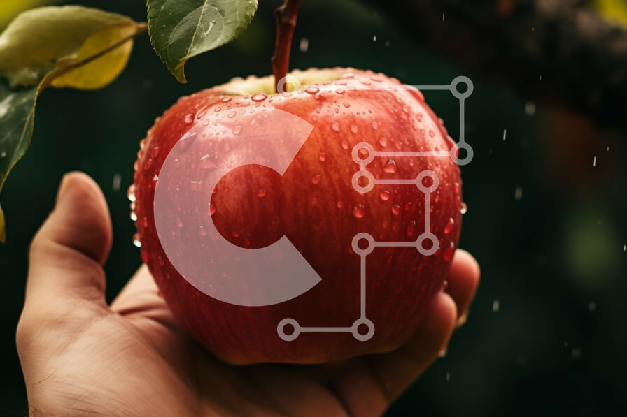 Intra Συλλεκτικό Ξύλινο Παζλ Plywood  4mm - Κοντινή εικόνα ενός ατόμου που κρατά ένα αναζωογονητικό μήλο Σε Ξύλινο Κουτί - Διαστάσεις: 10x10 cm – 25 κομμάτια