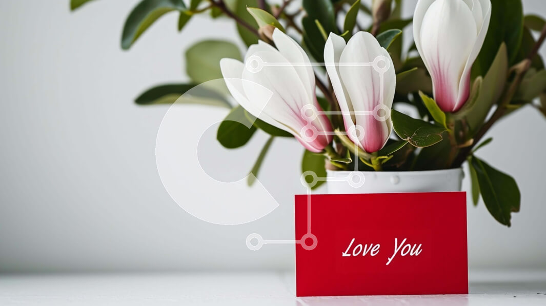 Intra Συλλεκτικό Ξύλινο Παζλ Plywood  4mm - Ρομαντική κάρτα αγάπης και λευκά λουλούδια μανόλιας Σε Ξύλινο Κουτί - Διαστάσεις: 10x10 cm – 25 κομμάτια