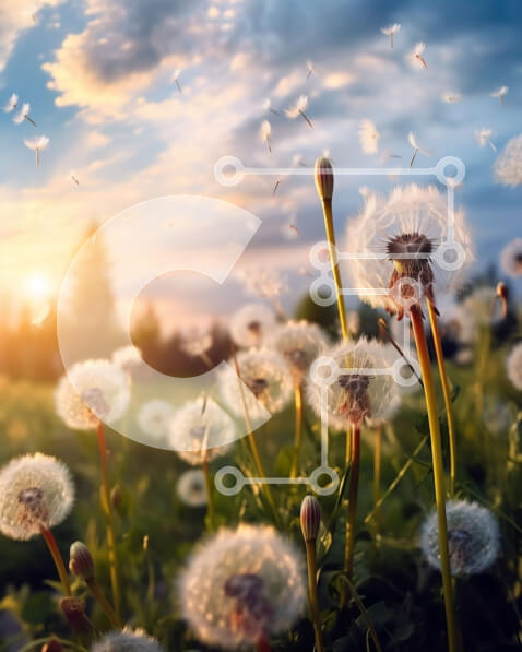 Intra Συλλεκτικό Ξύλινο Παζλ Plywood  4mm - Όμορφο τοπίο του πεδίου πικραλίδα στο ηλιοβασίλεμα Σε Ξύλινο Κουτί - Διαστάσεις: 10x10 cm – 25 κομμάτια