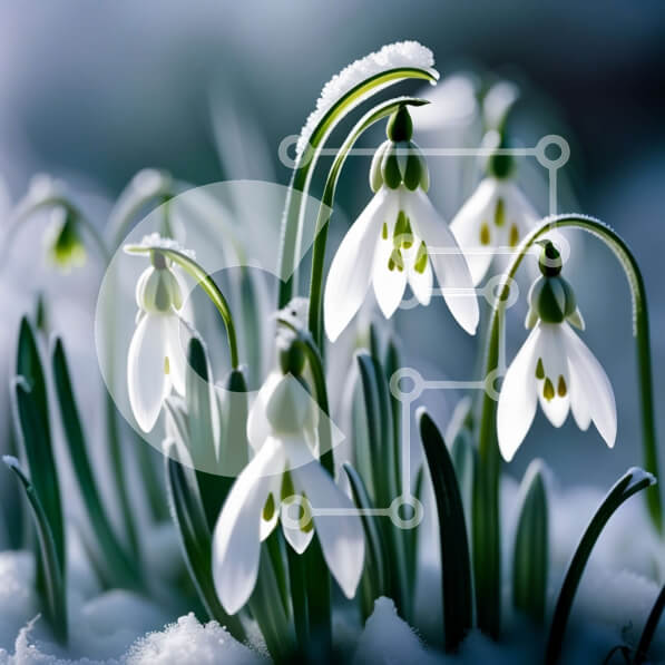 Intra Συλλεκτικό Ξύλινο Παζλ Plywood  4mm - Όμορφη εικόνα των Snowdrops in the Snow Σε Ξύλινο Κουτί - Διαστάσεις: 10x10 cm – 25 κομμάτια