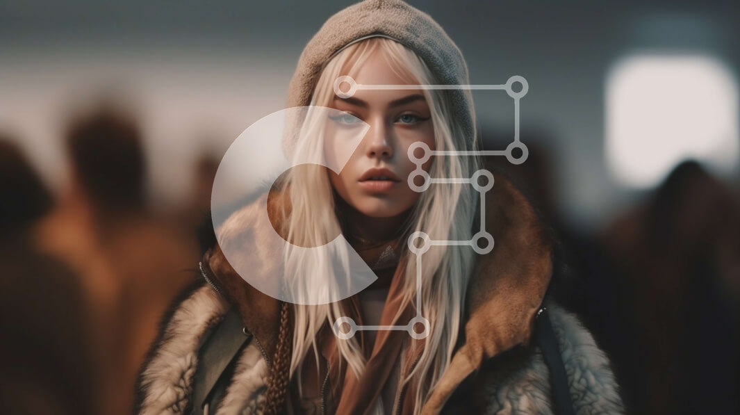 Intra Συλλεκτικό Ξύλινο Παζλ Plywood  4mm - Κομψή γυναίκα με γούνινο παλτό και Beanie στην πολυσύχναστη οδό Σε Ξύλινο Κουτί - Διαστάσεις Puzzle: 10x10 cm – 25 κομμάτια