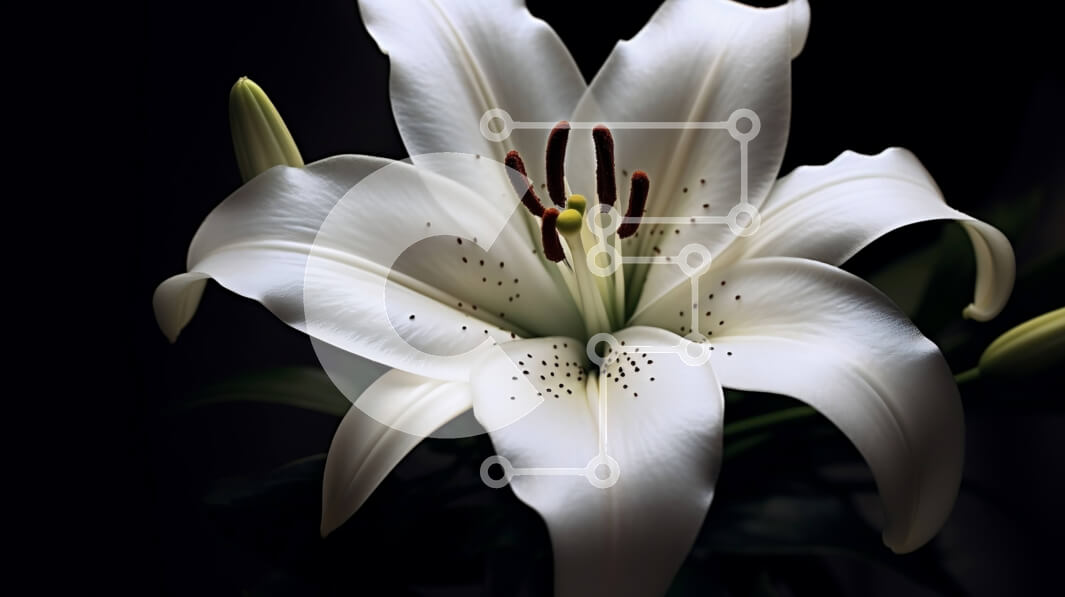 Intra Συλλεκτικό Ξύλινο Παζλ Plywood  4mm - Εκπληκτική εικόνα ενός λουλουδιού λευκού κρίνου σε σκούρο φόντο Σε Ξύλινο Κουτί - Διαστάσεις: 10x10 cm – 25 κομμάτια