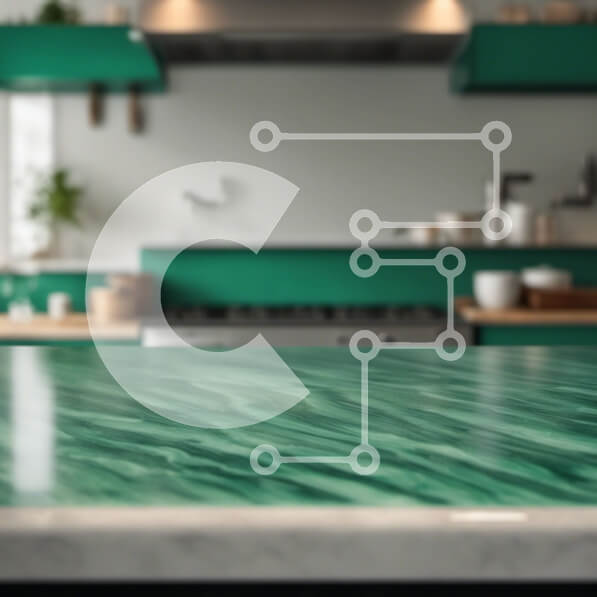 Intra Συλλεκτικό Ξύλινο Παζλ Plywood  4mm - Πράσινο Μαρμάρινο Πάγκο Κουζίνας με Λευκά Ντουλάπια Σε Ξύλινο Κουτί - Διαστάσεις Puzzle: 10x10 cm – 25 κομμάτια