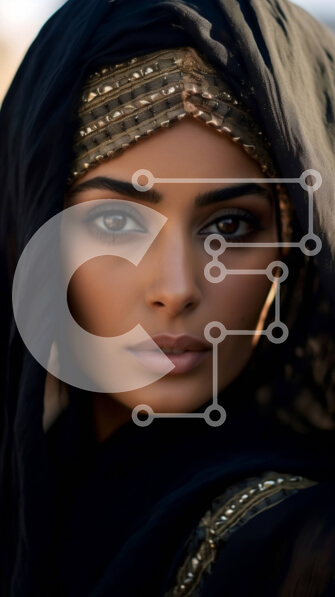 Intra Συλλεκτικό Ξύλινο Παζλ Plywood  4mm - Σοβαρό πορτρέτο μιας γυναίκας με μαύρο πέπλο και χρυσά κοσμήματα Σε Ξύλινο Κουτί - Διαστάσεις Puzzle: 10x10 cm – 25 κομμάτια