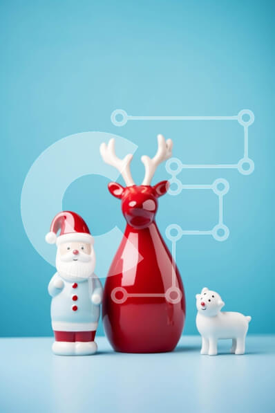 Intra Συλλεκτικό Ξύλινο Παζλ Plywood  4mm - Ειδώλια ταράνδων και ξωτικών σε μπλε φόντο Σε Ξύλινο Κουτί - Διαστάσεις Puzzle: 10x10 cm – 25 κομμάτια