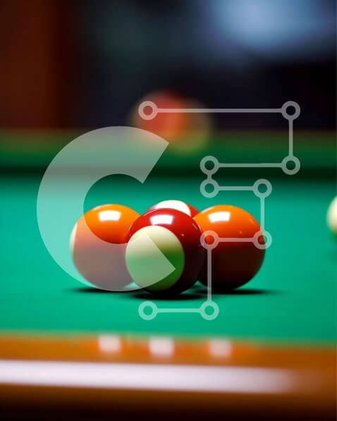 Intra Συλλεκτικό Ξύλινο Παζλ Plywood  4mm - Ομάδα μπάλες πισίνας σε ένα πράσινο τραπέζι φωτογραφία Σε Ξύλινο Κουτί - Διαστάσεις Puzzle: 10x10 cm – 25 κομμάτια